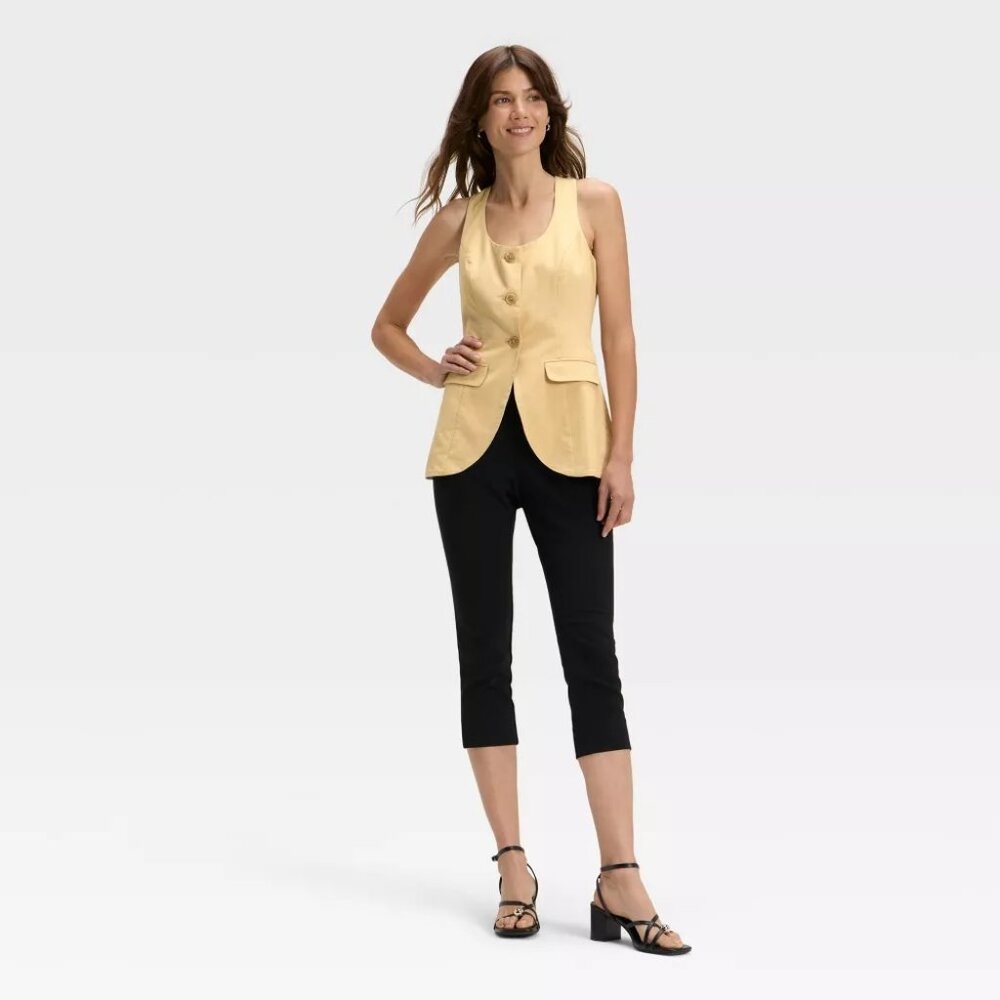 NWT Women's Linen Blend Vest - A New Day™ Sz L - Picture 2 of 3